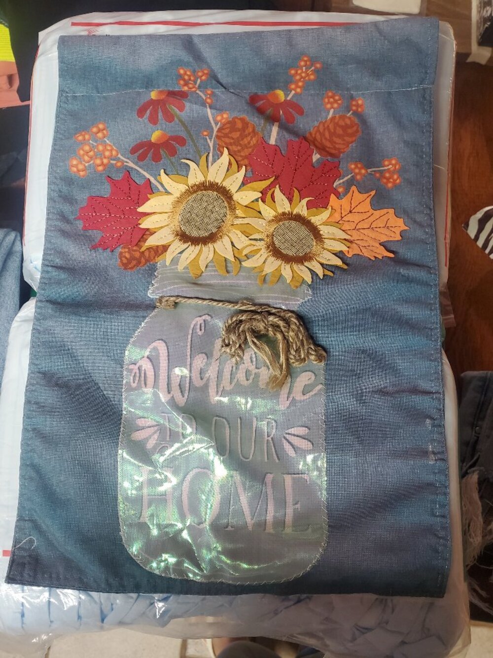 Double sided fall garden flag with sunflowers